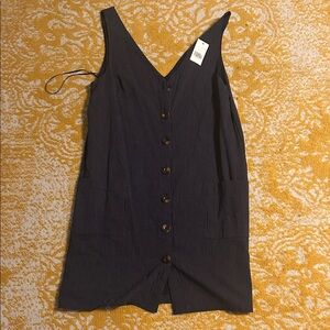 Navy striped button down dress